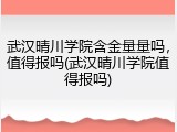 武汉晴川学院含金量量吗，值得报吗(武汉晴川学院值得报吗)