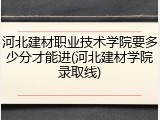 河北建材职业技术学院要多少分才能进(河北建材学院录取线)