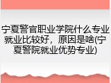宁夏警官职业学院什么专业就业比较好，原因是啥(宁夏警院就业优势专业)