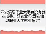 西安信息职业大学有没有就业指导，好就业吗(西安信息职业大学就业指导)