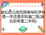 湖北幼儿师范高等专科学校是一本还是本科第二批(湖北幼专是二本吗)