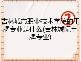 吉林城市职业技术学院的王牌专业是什么(吉林城院王牌专业)
