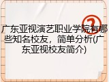 广东亚视演艺职业学院有哪些知名校友，简单分析(广东亚视校友简介)