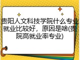 贵阳人文科技学院什么专业就业比较好，原因是啥(贵院高就业率专业)