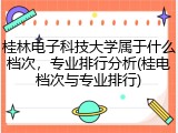 桂林电子科技大学属于什么档次，专业排行分析(桂电档次与专业排行)