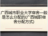 广西城市职业大学宿舍一般是怎么分配的(广西城职宿舍分配方式)