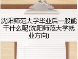 沈阳师范大学毕业后一般能干什么呢(沈阳师范大学就业方向)