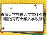 青海大学办理入学有什么攻略没(青海大学入学攻略)