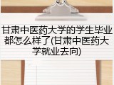 甘肃中医药大学的学生毕业都怎么样了(甘肃中医药大学就业去向)
