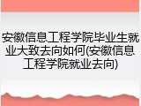 安徽信息工程学院毕业生就业大致去向如何(安徽信息工程学院就业去向)