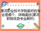 漯河职业技术学院最好的专业是哪个，详细阐述(漯河职院优势专业解析)