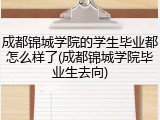 成都锦城学院的学生毕业都怎么样了(成都锦城学院毕业生去向)