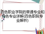 百色职业学院的普通专业和特色专业详解(百色职院专业解析)