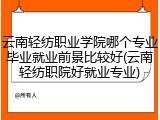 云南轻纺职业学院哪个专业毕业就业前景比较好(云南轻纺职院好就业专业)