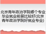 北京青年政治学院哪个专业毕业就业前景比较好(北京青年政治学院好就业专业)