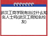 武汉工商学院有出过什么知名人士吗(武汉工商知名校友)