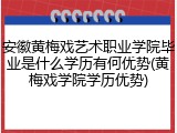 安徽黄梅戏艺术职业学院毕业是什么学历有何优势(黄梅戏学院学历优势)