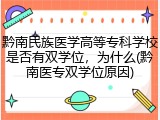 黔南民族医学高等专科学校是否有双学位，为什么(黔南医专双学位原因)