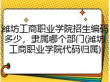 潍坊工商职业学院招生编码多少，隶属哪个部门(潍坊工商职业学院代码归属)