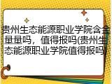 贵州生态能源职业学院含金量量吗，值得报吗(贵州生态能源职业学院值得报吗)