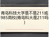 青岛科技大学是不是211或985高校(青岛科大是211吗)
