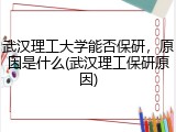 武汉理工大学能否保研，原因是什么(武汉理工保研原因)