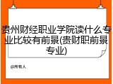 贵州财经职业学院读什么专业比较有前景(贵财职前景专业)