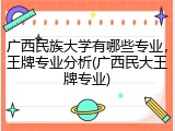 广西民族大学有哪些专业，王牌专业分析(广西民大王牌专业)
