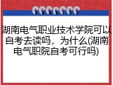 湖南电气职业技术学院可以自考去读吗，为什么(湖南电气职院自考可行吗)