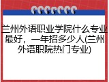 兰州外语职业学院什么专业最好，一年招多少人(兰州外语职院热门专业)