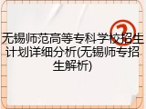 无锡师范高等专科学校招生计划详细分析(无锡师专招生解析)