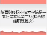 陕西财经职业技术学院是一本还是本科第二批(陕西财经职院批次)