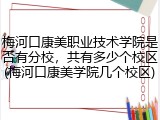 梅河口康美职业技术学院是否有分校，共有多少个校区(梅河口康美学院几个校区)
