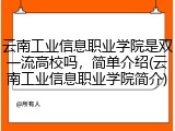 云南工业信息职业学院是双一流高校吗，简单介绍(云南工业信息职业学院简介)