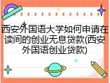 西安外国语大学如何申请在读间的创业无息贷款(西安外国语创业贷款)