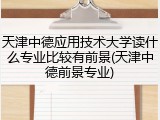 天津中德应用技术大学读什么专业比较有前景(天津中德前景专业)