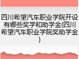 四川希望汽车职业学院开设有哪些奖学和助学金(四川希望汽车职业学院奖助学金)