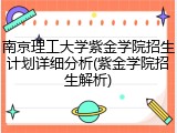 南京理工大学紫金学院招生计划详细分析(紫金学院招生解析)