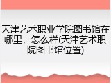 天津艺术职业学院图书馆在哪里，怎么样(天津艺术职院图书馆位置)