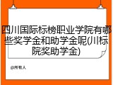 四川国际标榜职业学院有哪些奖学金和助学金呢(川标院奖助学金)