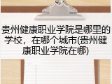 贵州健康职业学院是哪里的学校，在哪个城市(贵州健康职业学院在哪)