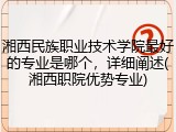 湘西民族职业技术学院最好的专业是哪个，详细阐述(湘西职院优势专业)