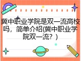 冀中职业学院是双一流高校吗，简单介绍(冀中职业学院双一流？)