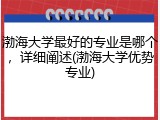 渤海大学最好的专业是哪个，详细阐述(渤海大学优势专业)