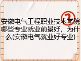 安徽电气工程职业技术学院哪些专业就业前景好，为什么(安徽电气就业好专业)