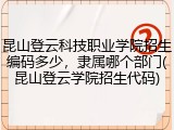 昆山登云科技职业学院招生编码多少，隶属哪个部门(昆山登云学院招生代码)