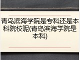 青岛滨海学院是专科还是本科院校呢(青岛滨海学院是本科)