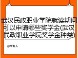 武汉民政职业学院就读期间可以申请哪些奖学金(武汉民政职业学院奖学金种类)