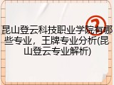 昆山登云科技职业学院有哪些专业，王牌专业分析(昆山登云专业解析)