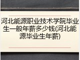 河北能源职业技术学院毕业生一般年薪多少钱(河北能源毕业生年薪)